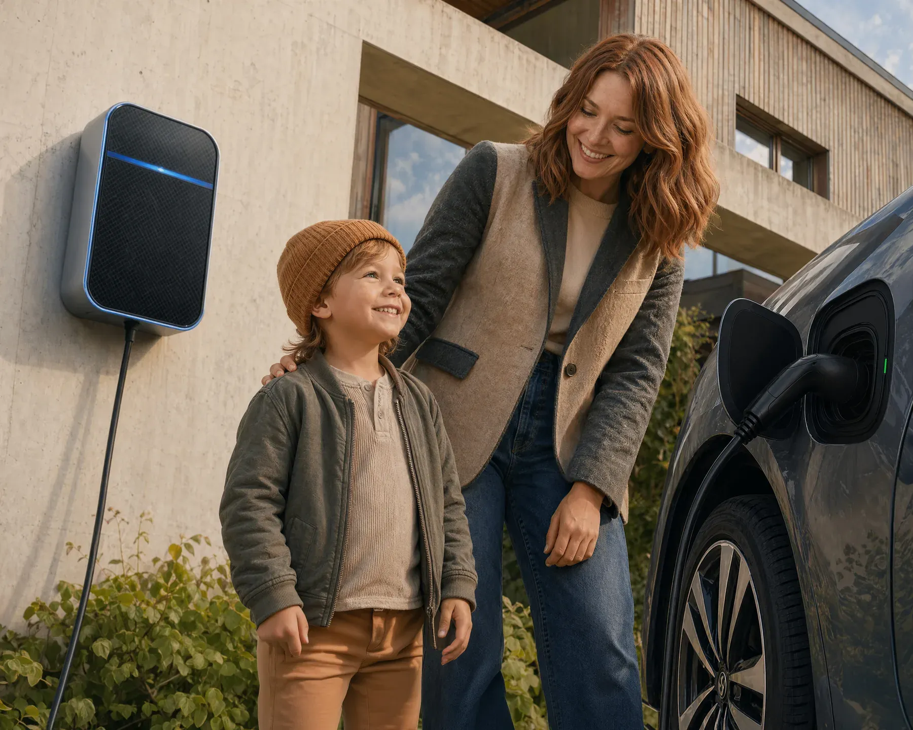 Elektroauto lädt zuhause an einer Wallbox